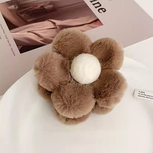 Brown Flower Plush HairClip