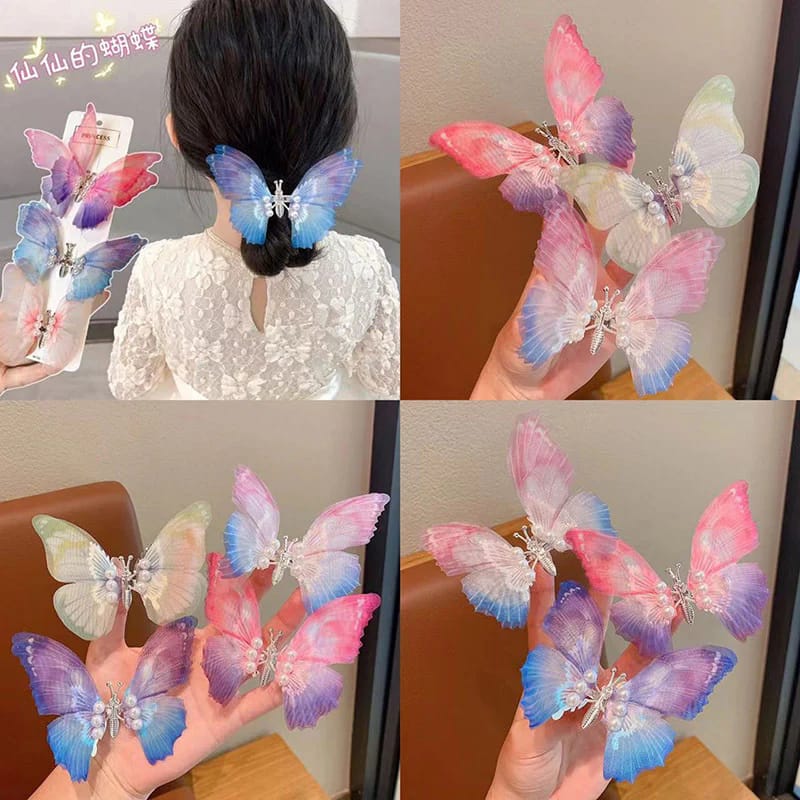 Dark Pink Gradient Moving Butterfly Hairclip - Image 2